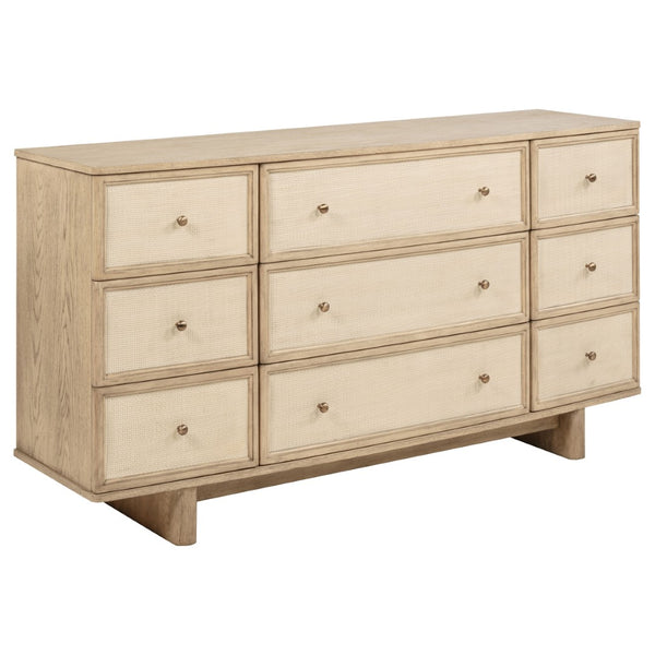 English Elm Kimpton Coastal Wingback Platform Bedroom Suite with Cane Accents and Brass Hardware B062S02237