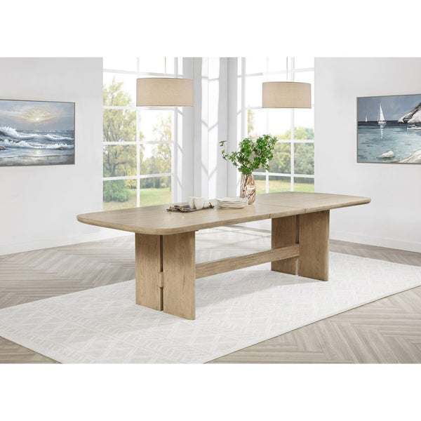 English Elm Kimpton Extendable Trestle Dining Table with Oak Veneer for Coastal Modern Spaces B062S02238