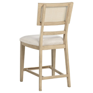 English Elm Kimpton Oak Veneer Counter Dining Set Seats Six with Hidden Storage Cane Chairs B062S02239