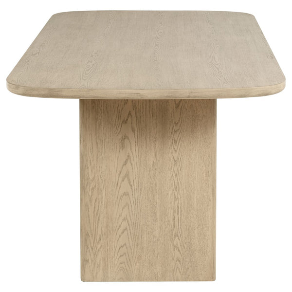 English Elm Kimpton Oak Veneer Counter Dining Set Seats Six with Hidden Storage Cane Chairs B062S02239