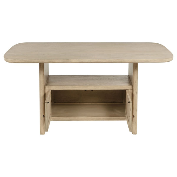 English Elm Kimpton Oak Veneer Counter Dining Set Seats Six with Hidden Storage Cane Chairs B062S02239