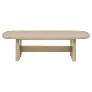 English Elm Kimpton Beige Oak Trestle Base Coffee and End Table Set for Coastal Living Rooms B062S02240
