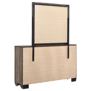 English Elm Holmgren Six Drawer Dresser with Coordinating Mirror Chrome Handles Transitional Bedroom Taupe B062S02241