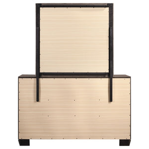 English Elm Holmgren Six Drawer Dresser with Coordinating Mirror Chrome Handles Transitional Bedroom Taupe B062S02241