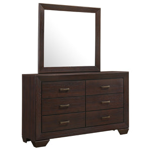 English Elm Holmgren Six Drawer Dresser with Coordinating Mirror Chrome Handles Transitional Bedroom Dark Coffee B062S02242