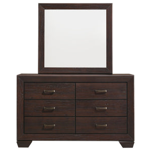 English Elm Holmgren Six Drawer Dresser with Coordinating Mirror Chrome Handles Transitional Bedroom Dark Coffee B062S02242