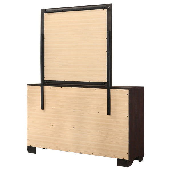 English Elm Holmgren Six Drawer Dresser with Coordinating Mirror Chrome Handles Transitional Bedroom Dark Coffee B062S02242