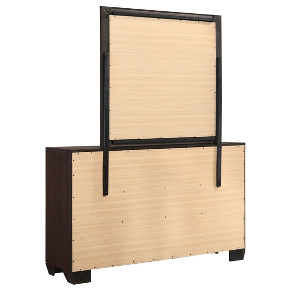 English Elm Holmgren Six Drawer Dresser with Coordinating Mirror Chrome Handles Transitional Bedroom Dark Coffee B062S02242