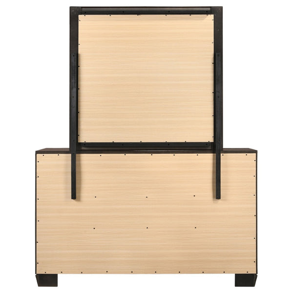 English Elm Holmgren Six Drawer Dresser with Coordinating Mirror Chrome Handles Transitional Bedroom Dark Coffee B062S02242