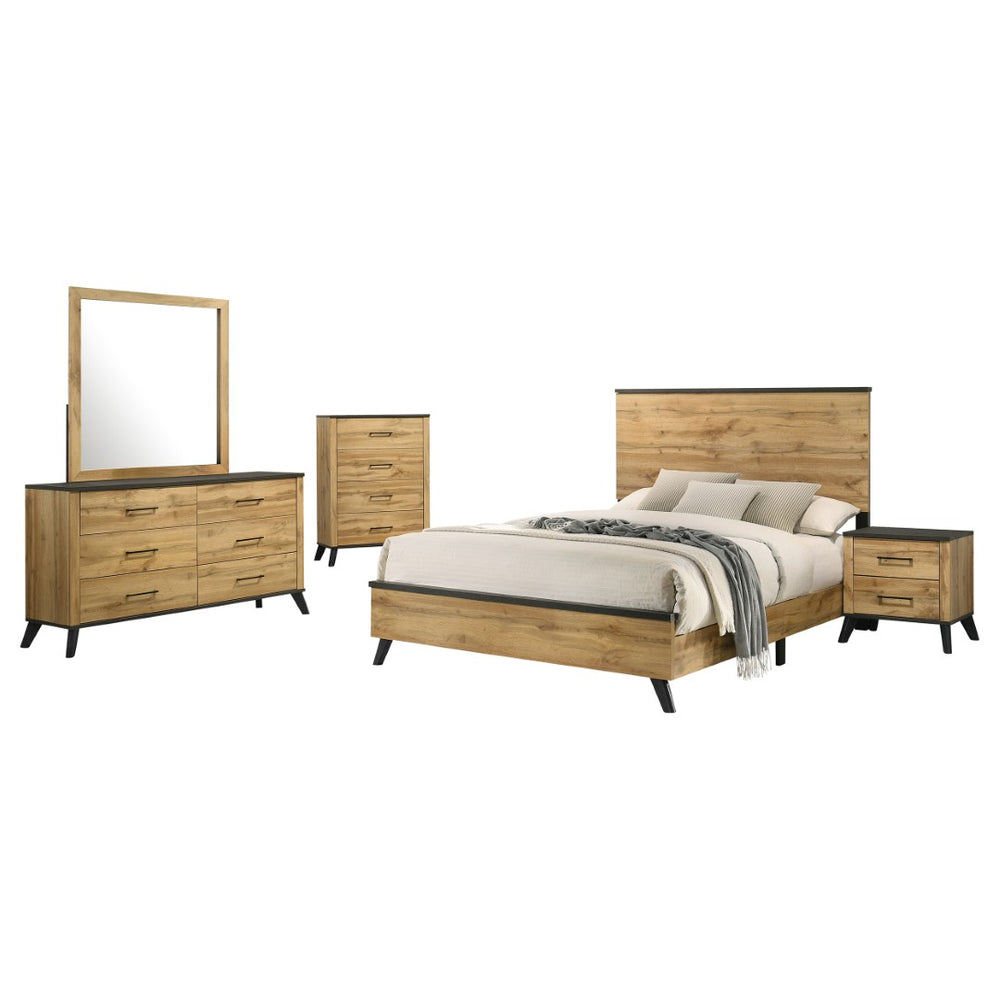English Elm Georgina Pine Grain Queen Bedroom Set with Tall Headboard and Farmhouse Appeal B062S02243