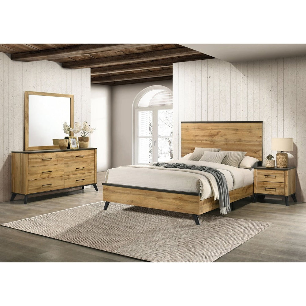 English Elm Georgina Full Bedroom Set Natural Pine Finish with Tall Headboard and Modern Hardware B062S02245