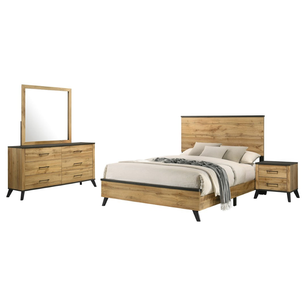 English Elm Georgina Full Bedroom Set Natural Pine Finish with Tall Headboard and Modern Hardware B062S02245