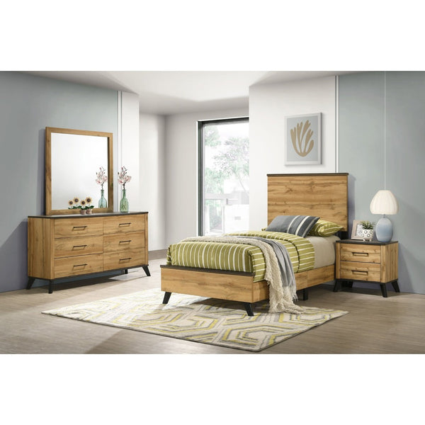 English Elm Georgina Twin Bedroom Set with Pine Finish Matte Black Pulls and Rustic Farmhouse Appeal B062S02247