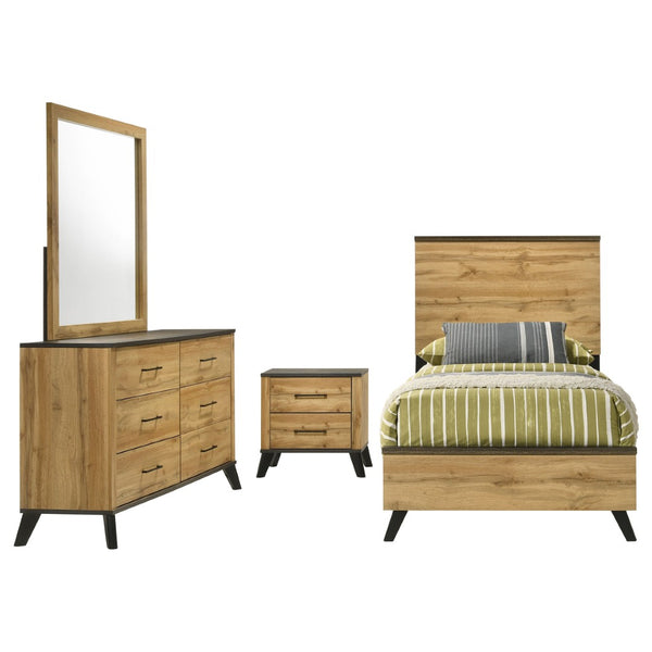 English Elm Georgina Twin Bedroom Set with Pine Finish Matte Black Pulls and Rustic Farmhouse Appeal B062S02247