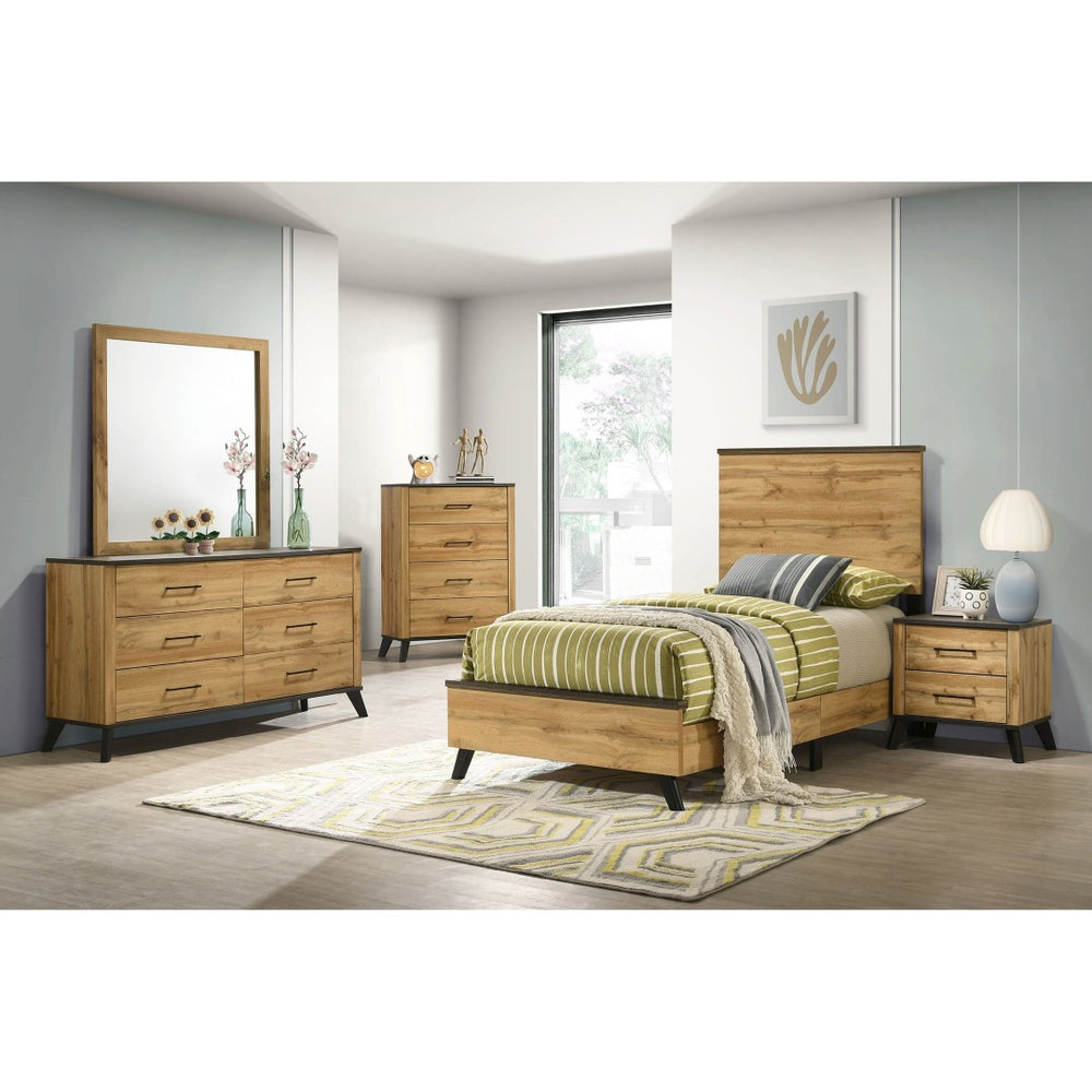 English Elm Georgina Pine Twin Bedroom Set with Tall Headboard Dresser Nightstand and Chest B062S02248