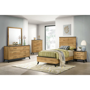 English Elm Georgina Pine Twin Bedroom Set with Tall Headboard Dresser Nightstand and Chest B062S02248