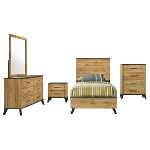 English Elm Georgina Pine Twin Bedroom Set with Tall Headboard Dresser Nightstand and Chest B062S02248