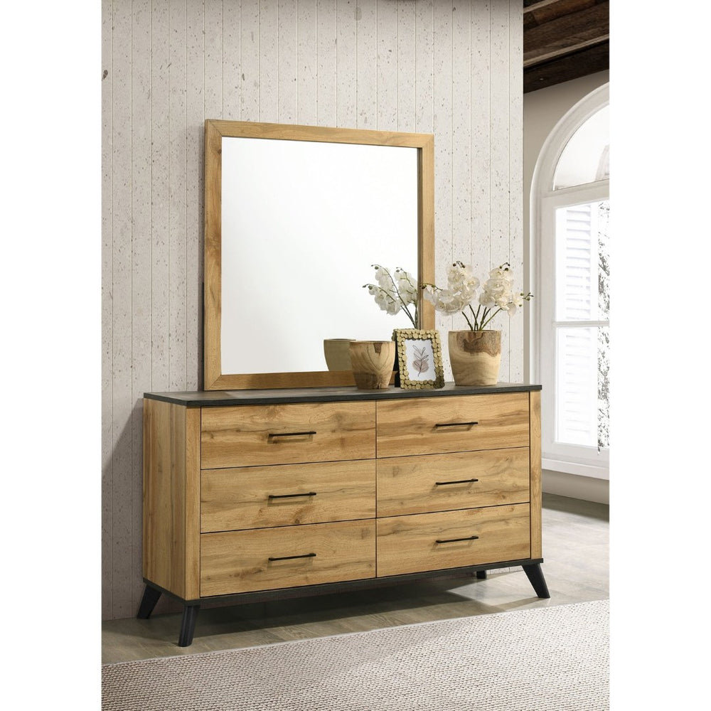 English Elm Georgina Six Drawer Dresser with Mirror Pine Laminate Rustic Farmhouse Bedroom Set B062S02249
