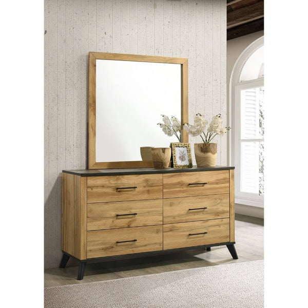 English Elm Georgina Six Drawer Dresser with Mirror Pine Laminate Rustic Farmhouse Bedroom Set B062S02249