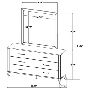 English Elm Georgina Six Drawer Dresser with Mirror Pine Laminate Rustic Farmhouse Bedroom Set B062S02249