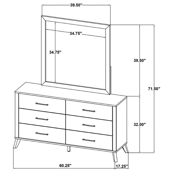 English Elm Georgina Six Drawer Dresser with Mirror Pine Laminate Rustic Farmhouse Bedroom Set B062S02249