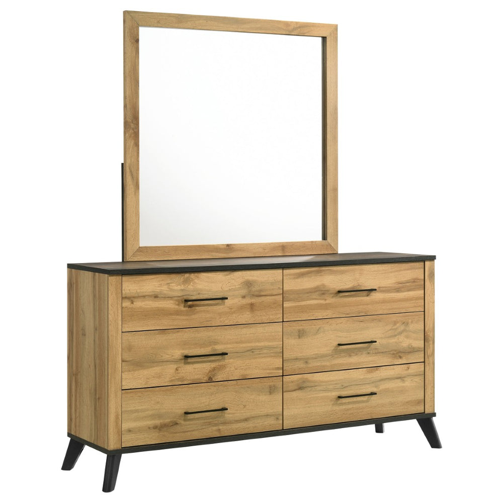 English Elm Georgina Six Drawer Dresser with Mirror Pine Laminate Rustic Farmhouse Bedroom Set B062S02249