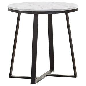 English Elm Melisa Round Faux Marble Top Coffee and End Table Set with Black Metal Base B062S02250