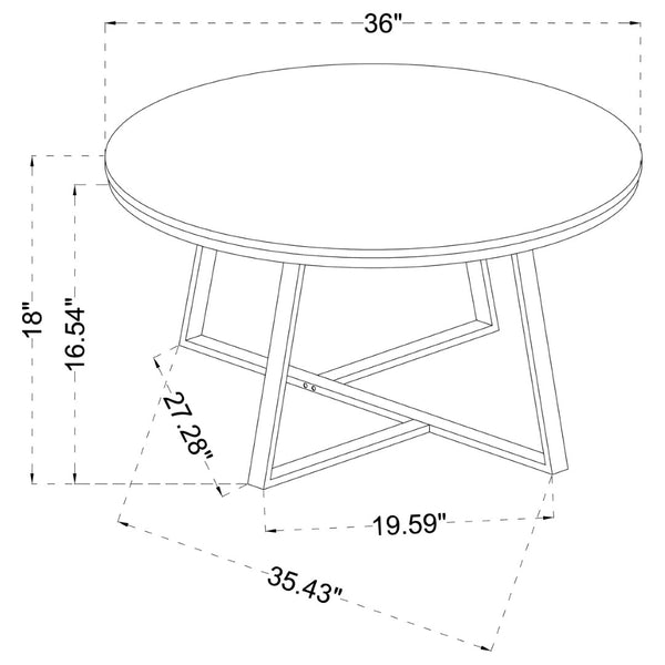 English Elm Melisa Round Faux Marble Top Coffee and End Table Set with Black Metal Base B062S02250