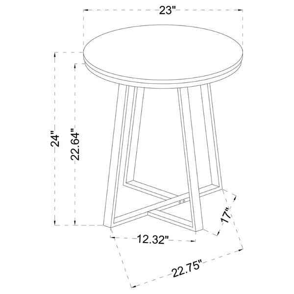 English Elm Melisa Round Faux Marble Top Coffee and End Table Set with Black Metal Base B062S02250