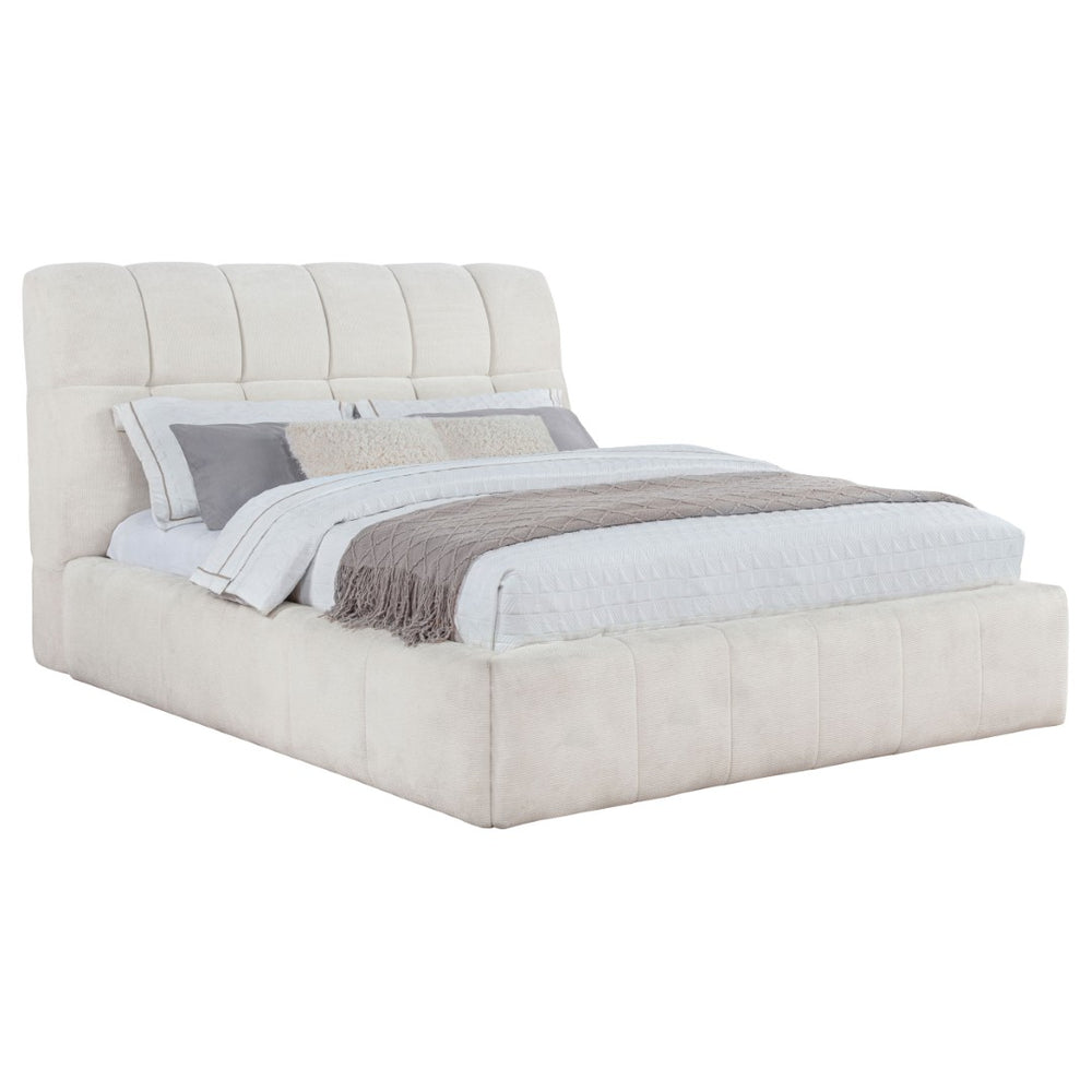 English Elm Branson Upholstered Queen Platform Bed Tufted Wedge Headboard Modern Bedroom Cream B062S02255