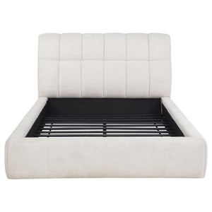 English Elm Branson Upholstered Queen Platform Bed Tufted Wedge Headboard Modern Bedroom Cream B062S02255