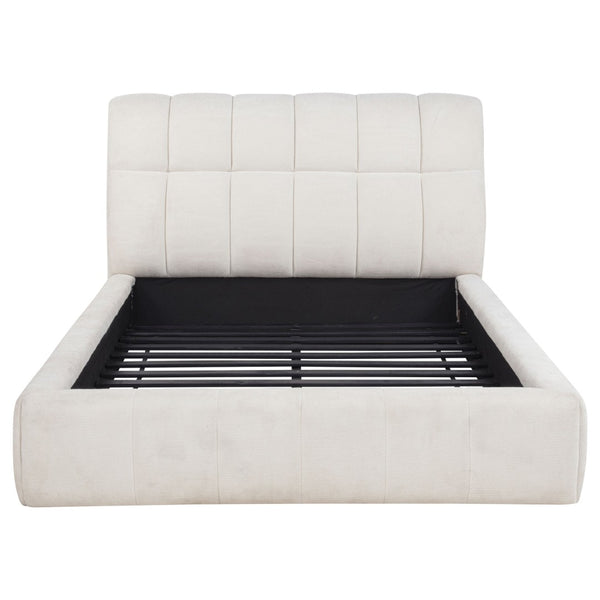English Elm Branson Upholstered Queen Platform Bed Tufted Wedge Headboard Modern Bedroom Cream B062S02255