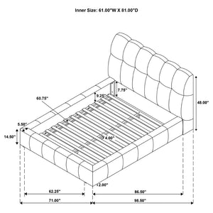 English Elm Branson Upholstered Queen Platform Bed Tufted Wedge Headboard Modern Bedroom Cream B062S02255