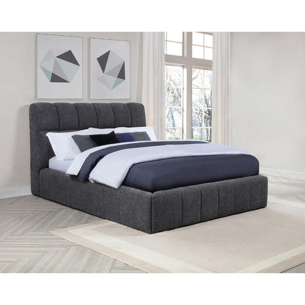 English Elm Branson Upholstered Queen Platform Bed Tufted Wedge Headboard Modern Bedroom Grey B062S02256