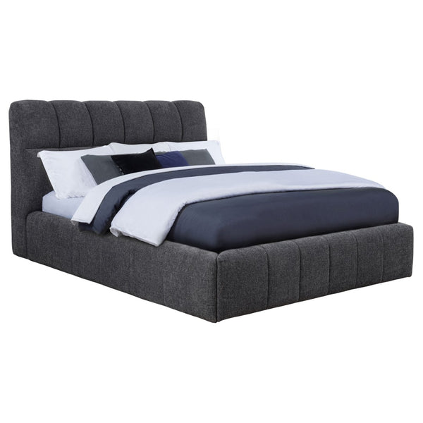 English Elm Branson Upholstered Queen Platform Bed Tufted Wedge Headboard Modern Bedroom Grey B062S02256