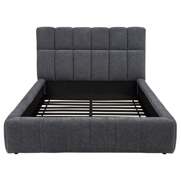 English Elm Branson Upholstered Queen Platform Bed Tufted Wedge Headboard Modern Bedroom Grey B062S02256