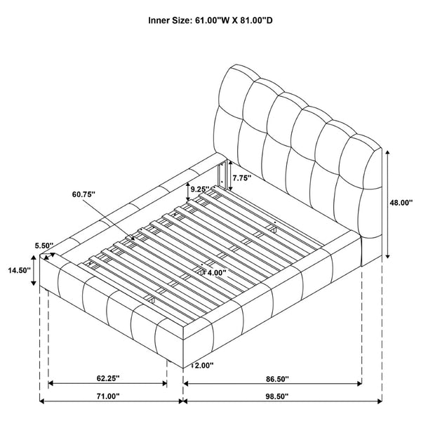 English Elm Branson Upholstered Queen Platform Bed Tufted Wedge Headboard Modern Bedroom Grey B062S02256