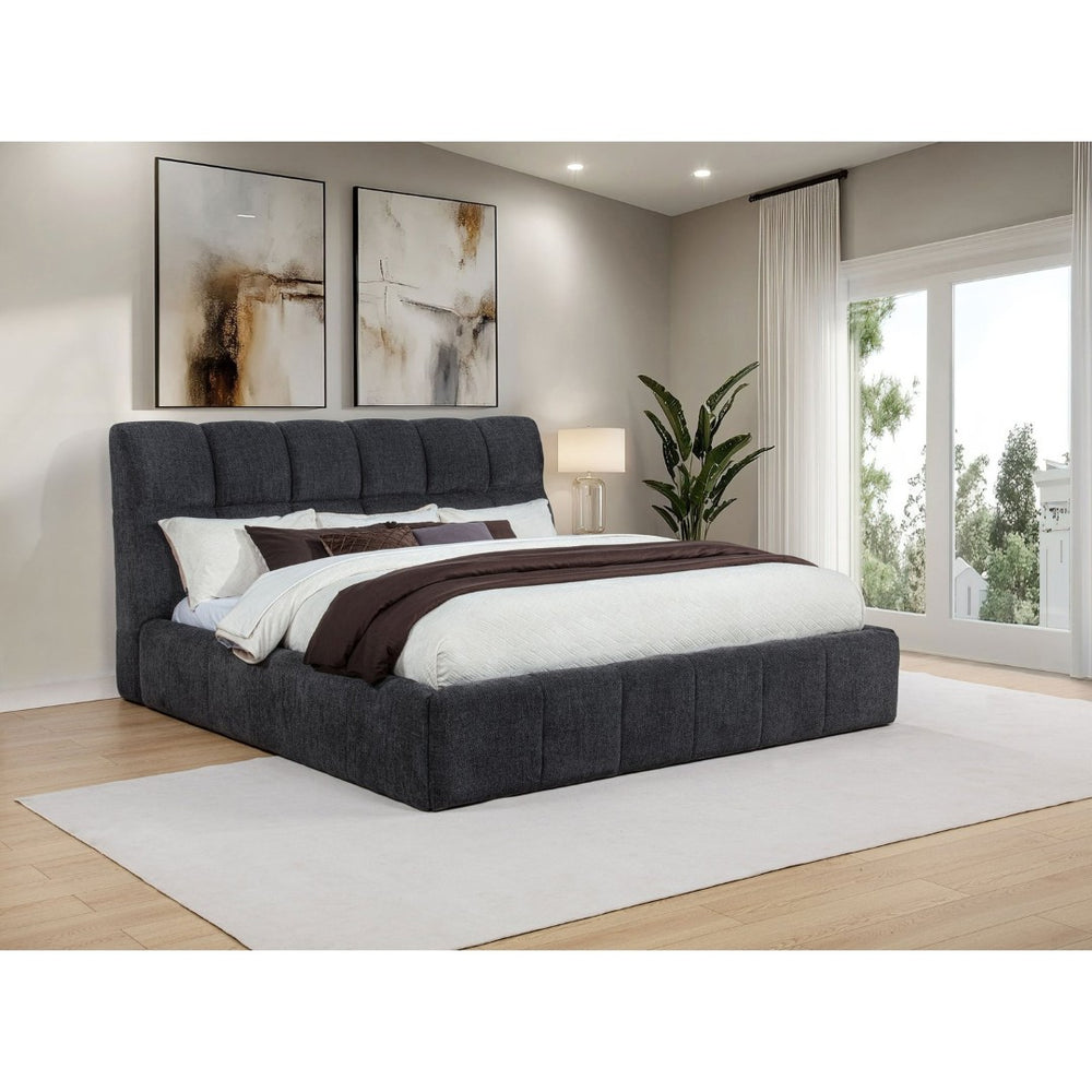 English Elm Branson Tufted Upholstered Eastern King Platform Bed Grey Fabric Slatted Base B062S02257