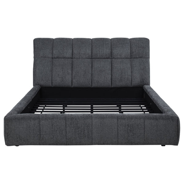 English Elm Branson Tufted Upholstered Eastern King Platform Bed Grey Fabric Slatted Base B062S02257