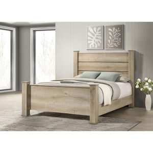 English Elm Sansome Planked Headboard Eastern King Bed Weathered Oak Farmhouse Transitional Frame B062S02258