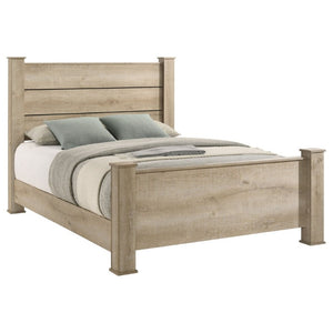 English Elm Sansome Planked Headboard Eastern King Bed Weathered Oak Farmhouse Transitional Frame B062S02258