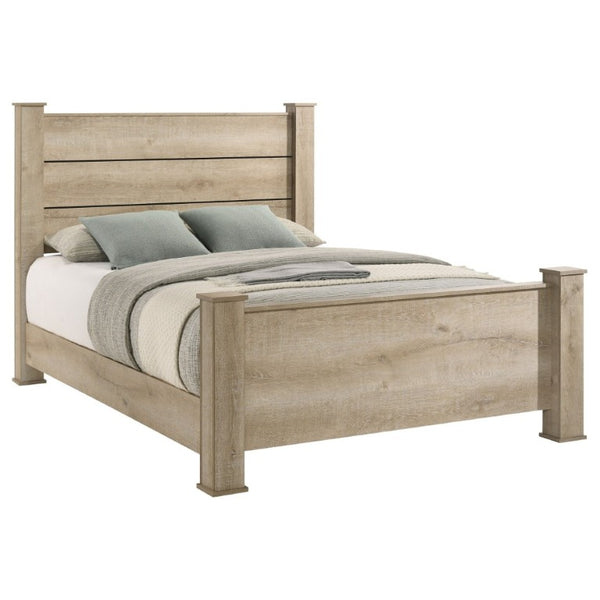 English Elm Sansome Planked Headboard Eastern King Bed Weathered Oak Farmhouse Transitional Frame B062S02258