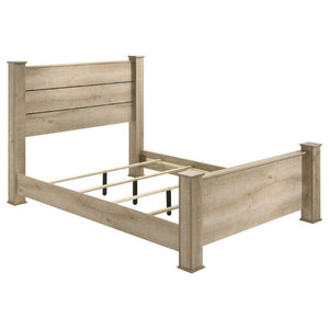 English Elm Sansome Planked Headboard Eastern King Bed Weathered Oak Farmhouse Transitional Frame B062S02258