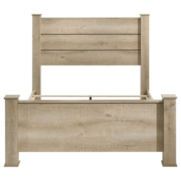English Elm Sansome Planked Headboard Eastern King Bed Weathered Oak Farmhouse Transitional Frame B062S02258