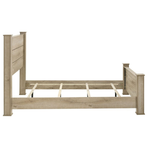 English Elm Sansome Planked Headboard Eastern King Bed Weathered Oak Farmhouse Transitional Frame B062S02258