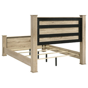 English Elm Sansome Planked Headboard Eastern King Bed Weathered Oak Farmhouse Transitional Frame B062S02258