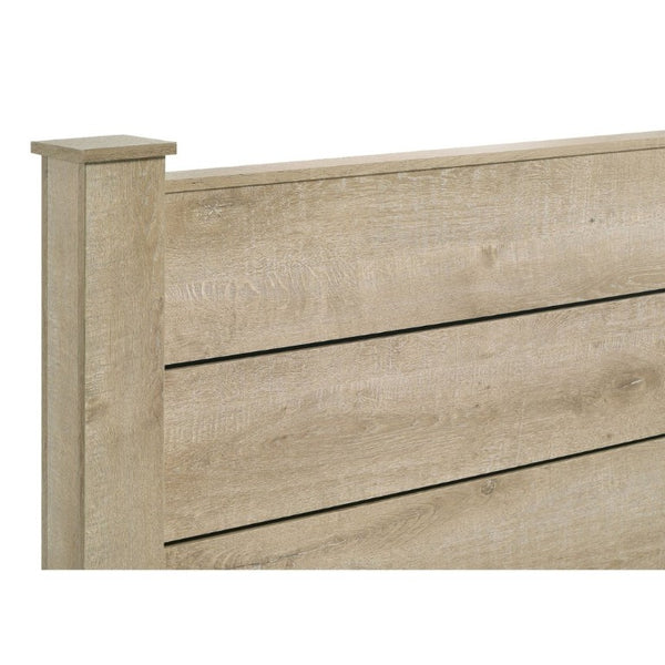 English Elm Sansome Planked Headboard Eastern King Bed Weathered Oak Farmhouse Transitional Frame B062S02258