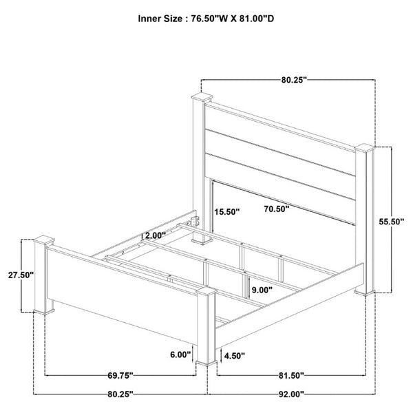English Elm Sansome Planked Headboard Eastern King Bed Weathered Oak Farmhouse Transitional Frame B062S02258