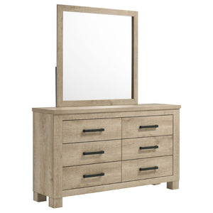 English Elm Sansome Six Drawer Farmhouse Dresser with Coordinating Framed Mirror Rustic Bedroom B062S02259