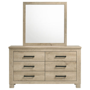 English Elm Sansome Six Drawer Farmhouse Dresser with Coordinating Framed Mirror Rustic Bedroom B062S02259